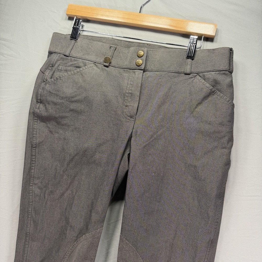 On Course Breeches Pants 32x26 Gray Padded Equestrian Womens Pull On Lycra Nylon